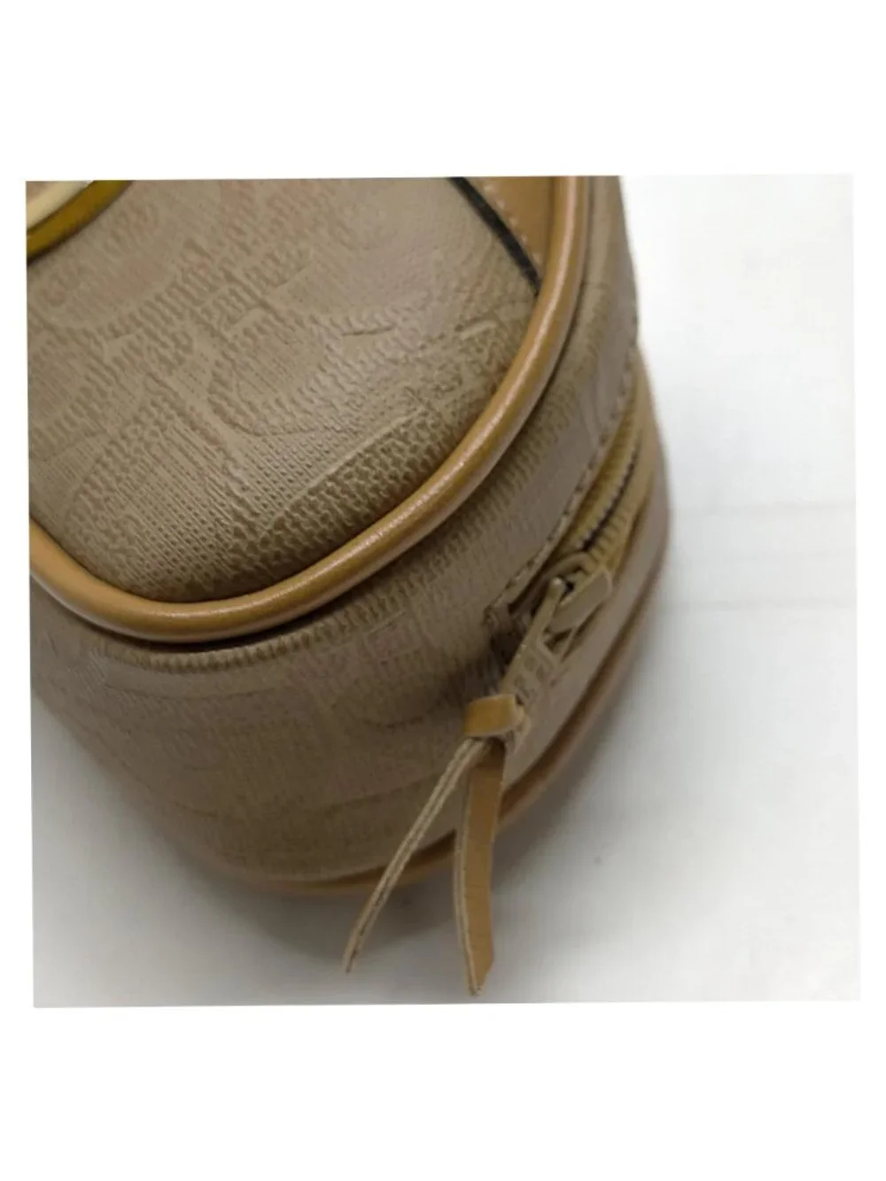 Authentic Christian Dior Trotter Canvas Cosmetic Pouch Beige Zip Makeup Case Vin